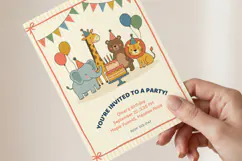 Kids Birthday Invitation Safari Animals Template Product Image 3
