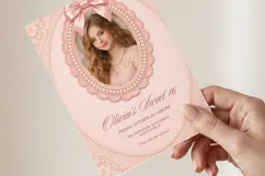 Pink Pearl Sweet 16 Invitation Template, Editable Canva Product Image 3