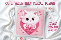 White Valentines cat pillow design|Sweet pets print pillows Product Image 1