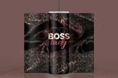 Boss Lady Tumbler, Leopard Print, Black Satin Fabric Design Product Image 3