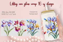 Spring Iris Flowers Libbey Can Glass Wrap 16oz design png Product Image 1