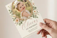 Floral Photo Birthday Invitation Template, Girl Birthday Product Image 3