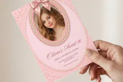 Sweet 16 Photo Invitation Template, Editable Pink Pearl Product Image 3