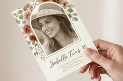 Fall Floral Photo Birthday Invitation Canva Template Product Image 3