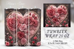 Vintage Valentines day tumbler wrap 20 oz sublimation design Product Image 1