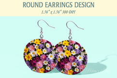 Spring Flowers earrings | Floral Round Earring sublimation Product Image 1