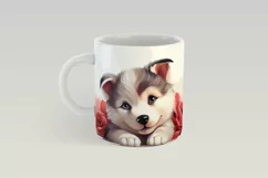 Puppy Valentines Sublimation | Puppy PNG Valentine Mug Wrap Product Image 3