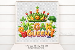 Funny Quote Vegan Queen clipart |Cute sublimation design png Product Image 3