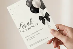 Black and Gold Birthday Invitation Template, Editable Canva Product Image 3