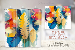 Golden leaves straight tumbler 20oz wrap sublimation design Product Image 1