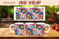 Bright Rainbow rose pattern mug wrap sublimation design png Product Image 1
