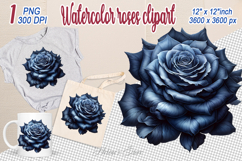 Watercolor Black Aesthetic Roses Clipart| Gothic Dark Flower Product Image 1