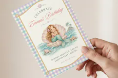 Mermaid Birthday Invitation Template, Pastel Gingham Canva Product Image 3