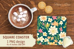 Floral pattern square Coaster sublimation | Coaster square Product Image 1
