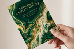 Green Gold Marble Birthday Invitation Canva Template Product Image 3
