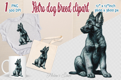 Cute vintage dog clipart | Retro dog breed design png Product Image 1