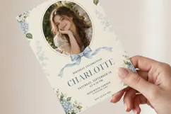 Coquette Blue Hydrangea Birthday Invitation Canva Template Product Image 3
