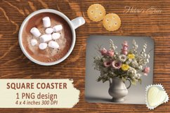Flower bouquet square Coaster sublimation | Coaster square Product Image 2
