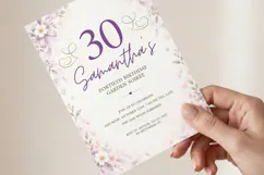 Pastel Purple Floral Bow Birthday Invitation Canva Template Product Image 3