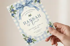 Blueberry invitation template Editable Canva invite Product Image 3