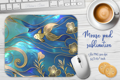 Iridescent blue ocean design sublimation design mouse pad Product Image 1