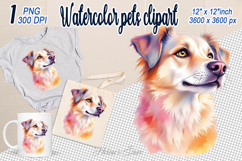 Cute watercolor dog clipart | Colorful dog design png Product Image 1