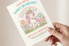 Unicorn Birthday Invitation Template Editable Product Image 3