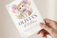 Cute Kitten Birthday Invitation, Editable Canva Product Image 3