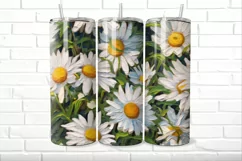 Impasto Painted Floral Daisies 20 oz Skinny Tumbler Wrap Product Image 3