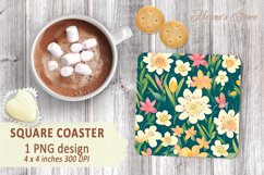 Floral pattern square Coaster sublimation | Coaster square Product Image 2