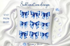 Realistic denim coquette bows design|Blue bow T-shirt clipar Product Image 4