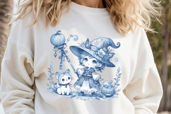 Cute Halloween Witch and cat png | Funny girl shirt designs Product Image 2