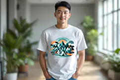 Man white t-shirt mockup JPG | Landscape Shirt mockup PSD Product Image 3