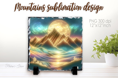 Magic mountains slate design png | Fanatsy night landscape Product Image 1