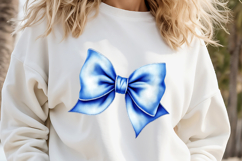 Realistic denim coquette bows design|Blue bow T-shirt clipar Product Image 7