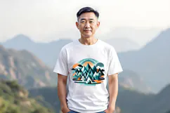 Man white t-shirt mockup JPG | Landscape Shirt mockup PSD Product Image 5