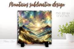 Magic mountains slate design png | Fanatsy night landscape Product Image 1