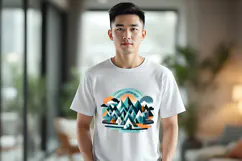 Man white t-shirt mockup JPG | Landscape Shirt mockup PSD Product Image 7