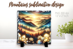 Magic mountains slate design png | Fanatsy night landscape Product Image 1