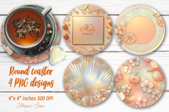 Tropical fruits pattern gold pearl round coaster designs Product Image 1