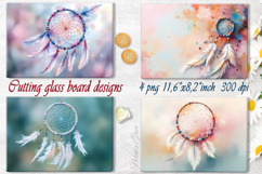Boho dreamcatcher kitchen glass cutting board sublimation Product Image 1