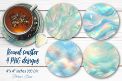 Pastel blue pearl abstract round coaster sublimation png Product Image 1