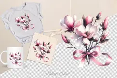 Watercolor magnolia Clipart| Cute Flowers print design Product Image 6