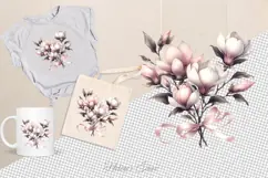 Watercolor magnolia Clipart| Cute Flowers print design Product Image 2