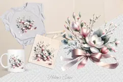 Watercolor magnolia Clipart| Cute Flowers print design Product Image 4