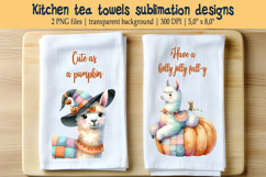 Witch hat llama and fall quote kitchen tea towel sublimation Product Image 1
