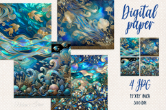Sea life digital paper|Gold and pearl scrap booking graphics Product Image 1