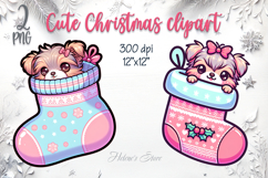 Christmas cute dogs in socks clipart| Winter t shirt designs Product Image 1
