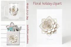 Paper flowers sublimation design png | Cute floral clipart Product Image 3