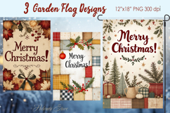 Merry Christmas Patchwork Garden Flag Sublimation design png Product Image 1